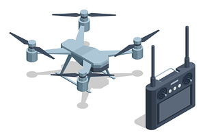 Isometric quadcopter drone isolated, a Technology Illustration by Golden Sikorka