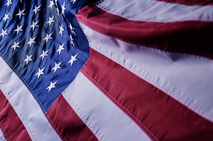 closeup shot of the waving flag of the United States of America, a Photo by 1981 Rustic studio kan