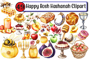 Happy Rosh Hashanah Clipart, an Illustration by Design Market