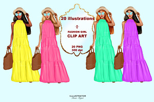 Summer Fashion Girl Clipart