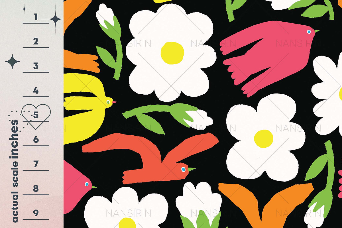 Bird and Daisy Seamless Pattern Set, a Pattern Graphic by Nansirins Studio (Photo 4 of 9)