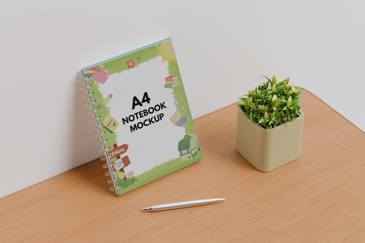 A4 Notebook Mockup, a Books & Magazine Mockup by Graphic Deal (Photo 5 of 6)