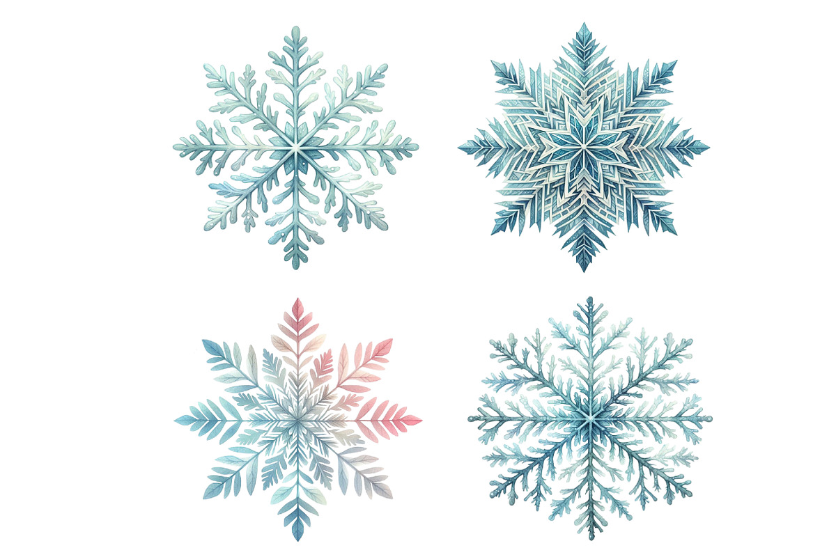 Watercolor Snowflake Clipart, an Illustration by Designworld (Photo 4 of 5)