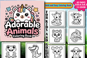 Adorable Animals Bold & Easy Color, an Animal Illustration by Design Home