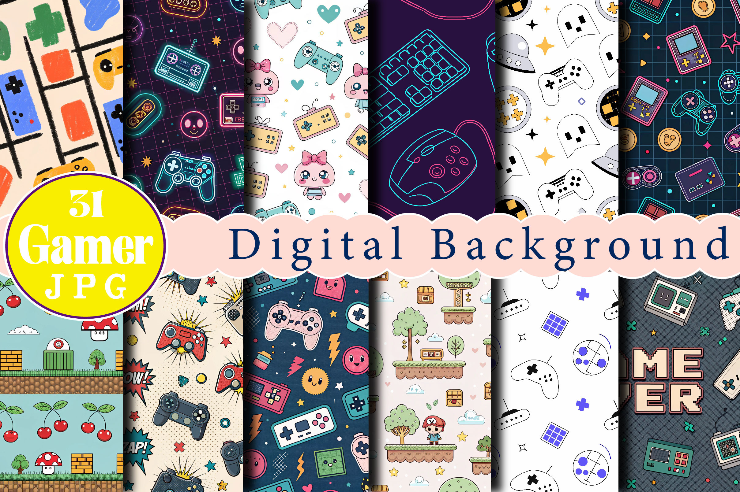 Gamer Digital Papers Background, a Background Photo by Wow Magic