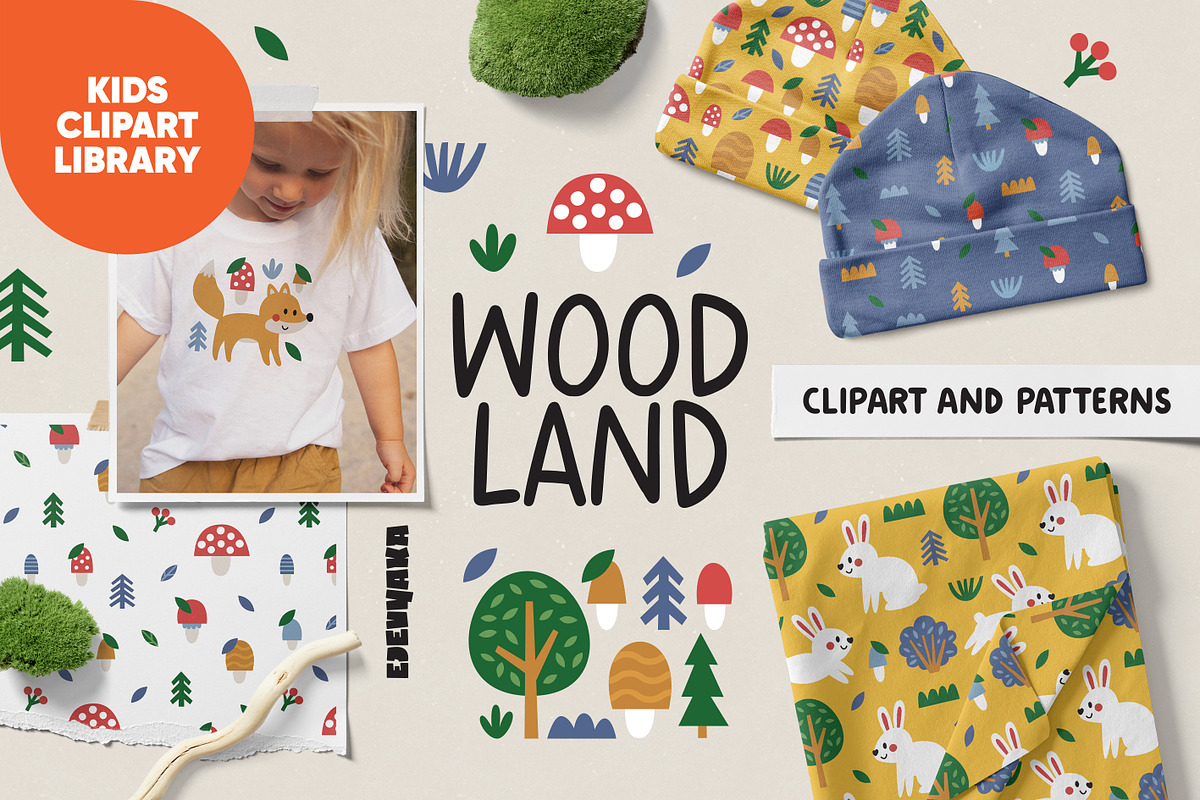 Woodland Animals Clipart & Patterns, an Animal Illustration by Ejevyaka (Photo 1 of 8)