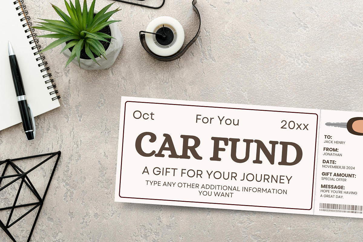 Car Fund Gift Voucher Template, a Card Template by Snapybiz (Photo 2 of 9)
