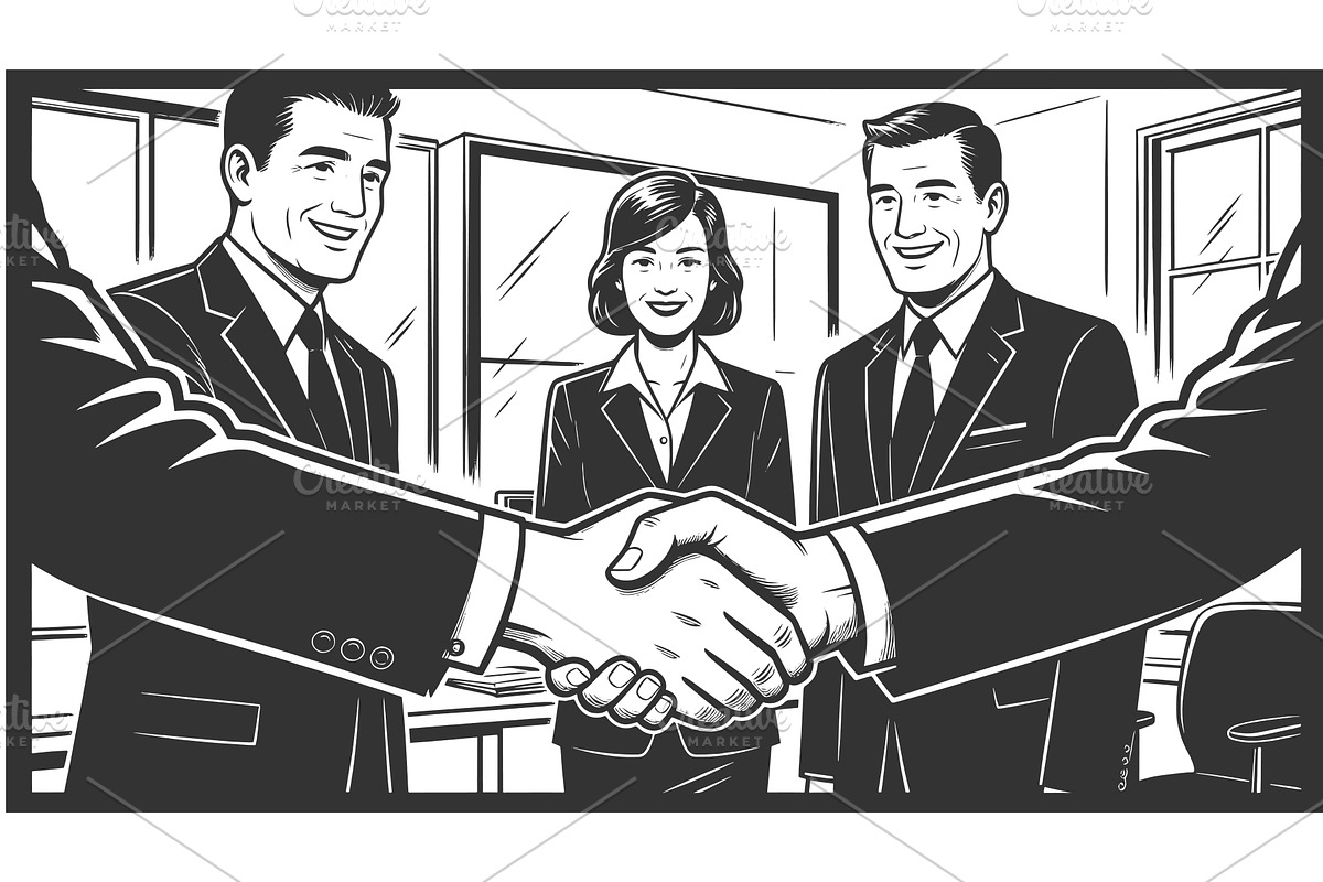 Business Handshake Agreement in, a Person Illustration by AlexArt