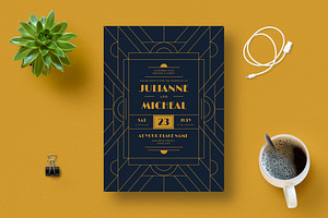 Art deco Wedding Invitation, an Invitation Template by lilyshop