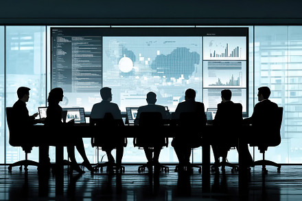 Business people silhouetted in a mee, a Background Photo by Pixeness