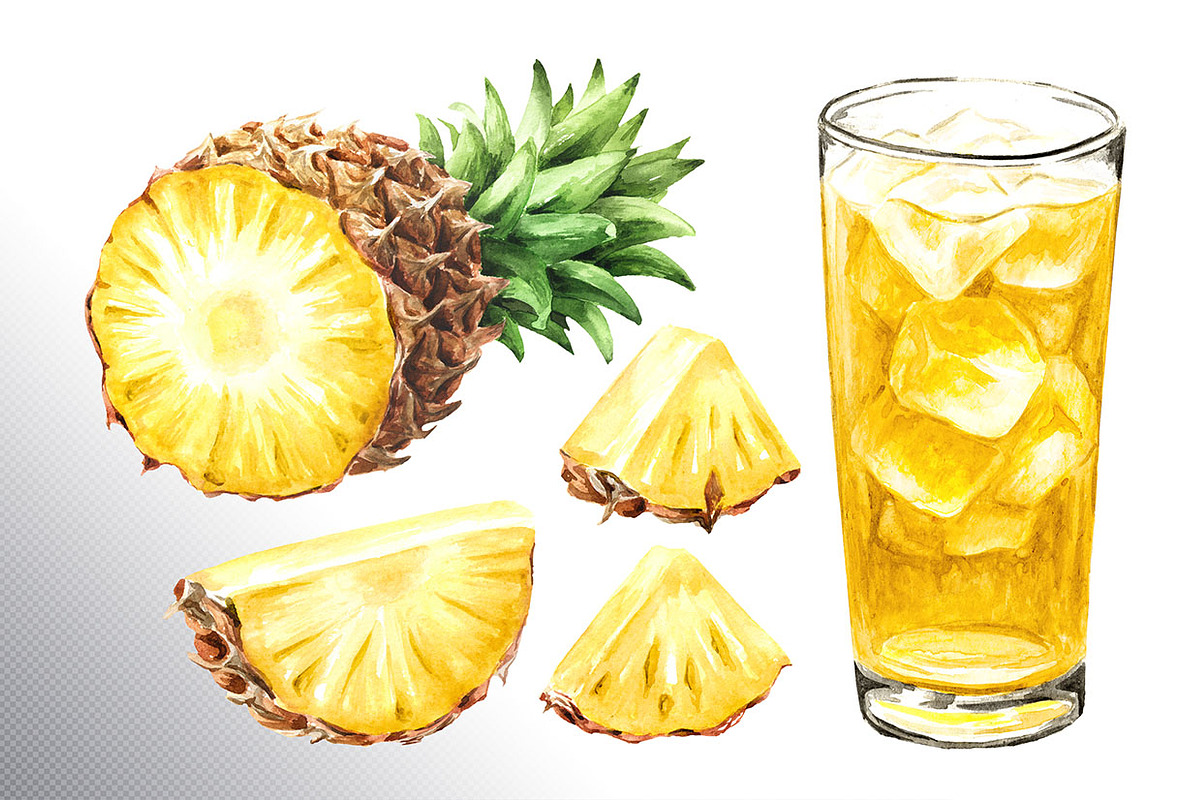 Tropical Pineapple. Hand painted, a Food Illustration by Daria Ustiugova (Photo 18 of 28)