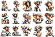 Western Birthday Cowgirl Clipart, a Seasonal Illustration by OK Design (Thumbnail 9 of 12)