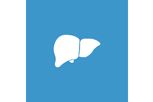Human liver icon on blue background, an Object Illustration by Vector Creator
