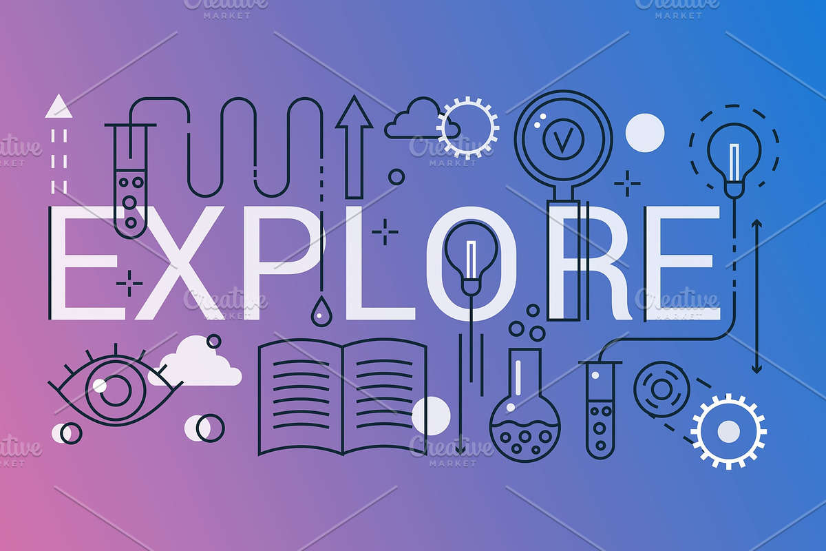 Explore word concept template, an Illustration by Lemberg Vector
