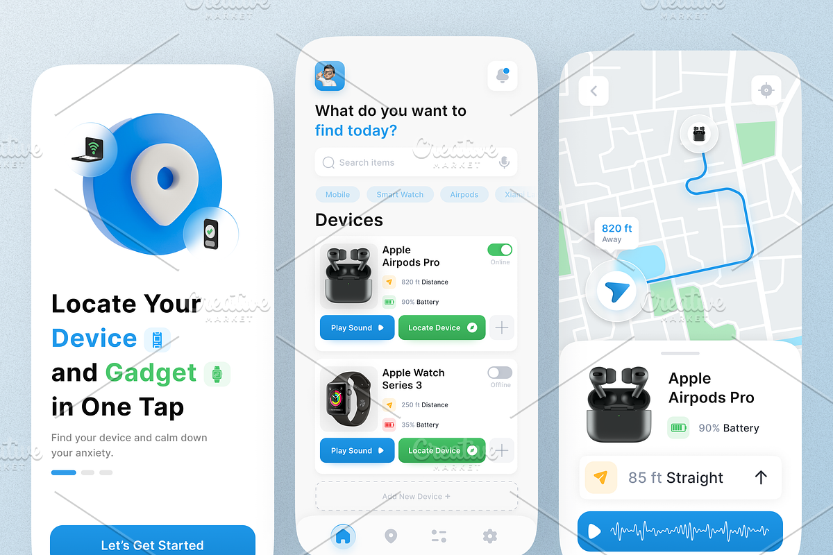 Device Locator Mobile App Design, a Templates & Theme by Akib Tanjil (Photo 1 of 2)