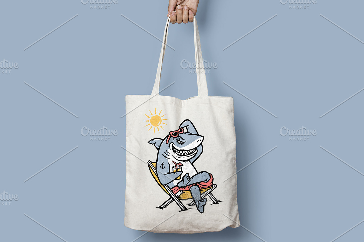 shark is sitting on a chair enjoying, an Animal Illustration by gunaonedesign (Photo 4 of 4)