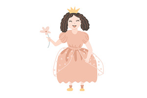 Happy princess with a flower. Vector, an Object Illustration by Toltemara