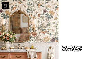 Vintage Bathroom Wallpaper Mockup