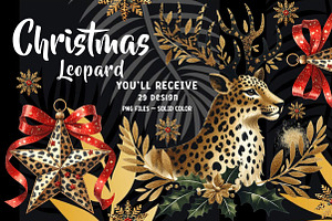 Glitter Leopard Christmas Sublimatio, an Illustration by CreationArt