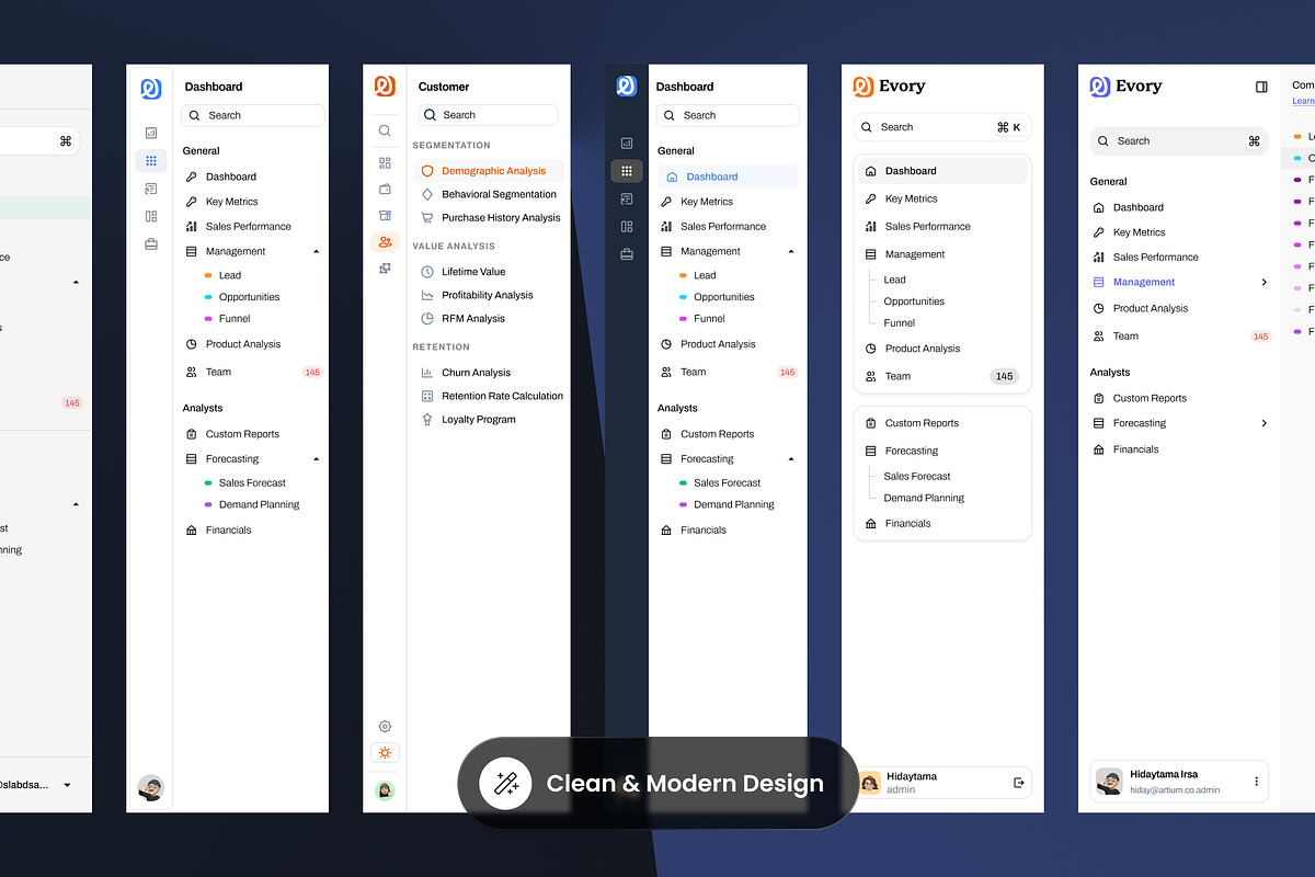 Evory Dashboard Sidebar, an UI Kit Template by SLAB! Design (Photo 3 of 3)