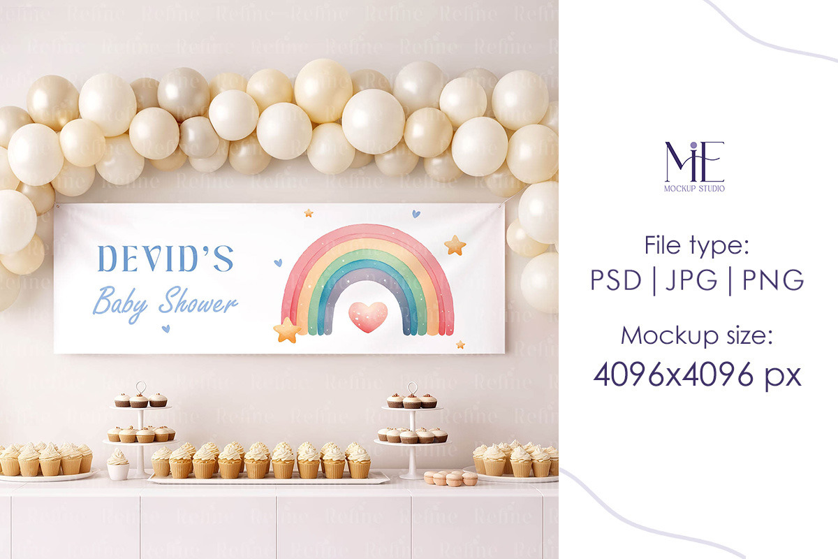 Party Banner Mockup Wall Tapestry, a Merchandise Mockup by Mie Mockup Studio (Photo 4 of 8)