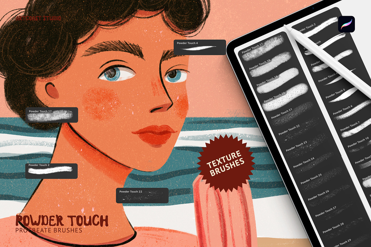 Powder Touch Procreate Texture Brush, a Brush Add-On by Spasibenko Art (Photo 6 of 6)