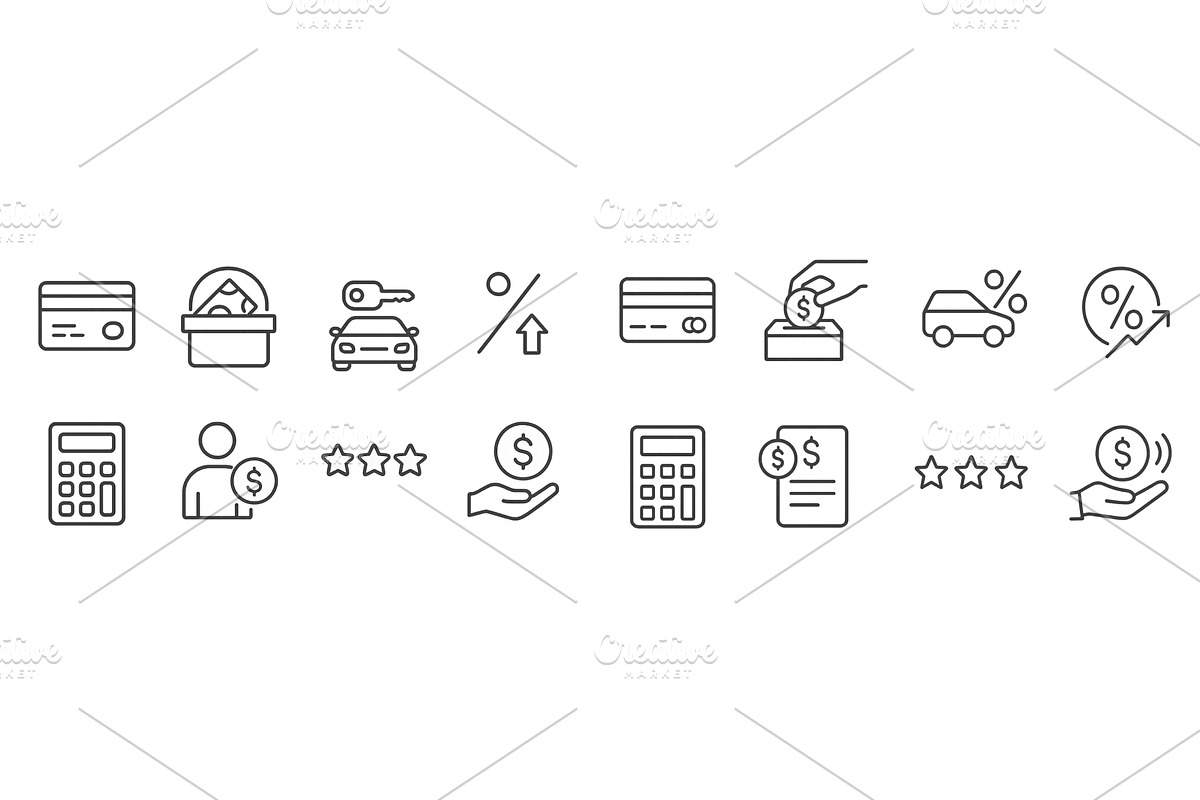Collection of web icons representing, a Finance Illustration by ZinetroN