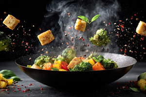 Delicious Tofu and Vegetable Stir Fr, a Photo by Pixeness Studio