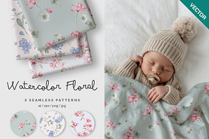 Elegant floral seamless pattern set