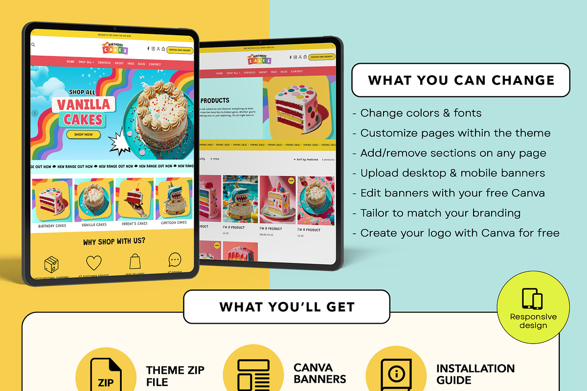 Kids Birthday Cake Shopify Theme, a Shopify Template by Template Twist Shop (Photo 5 of 8)