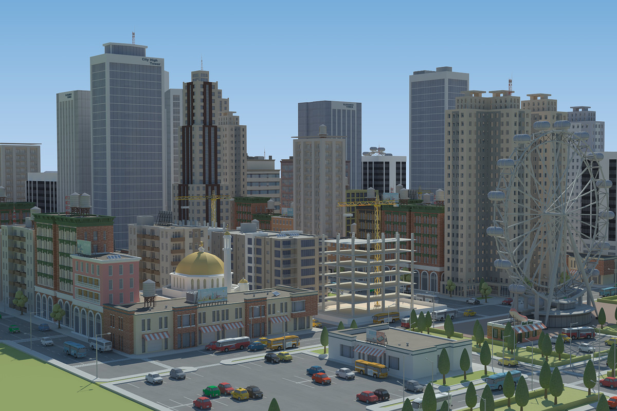 Realistic Lowpoly Simple City VR/AR, an Environmental 3D Model by NOMODOL (Photo 4 of 59)