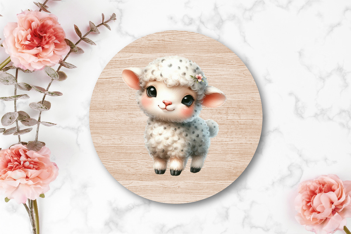 Watercolor Cute Baby Sheep Clipart, an Illustration by CraftArtStudio (Photo 4 of 5)