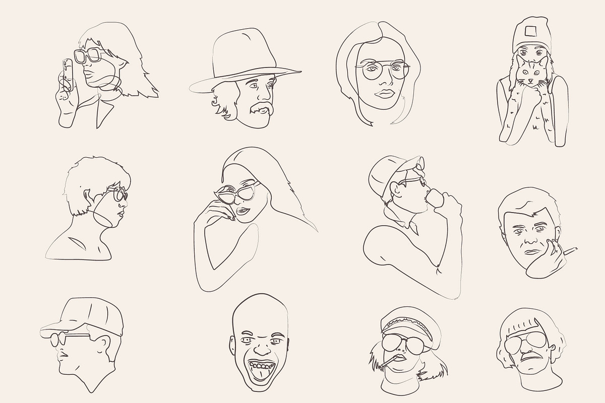 hand sketched faces vector, an Illustration by Tropical Type (Photo 3 of 5)