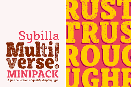 Sybilla Multiverse: Rust + Rough, a Slab Serif Font by Karandash