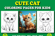 Cute cat coloring book for kids, an Animal Illustration by Design Station (Thumbnail 1 of 4)
