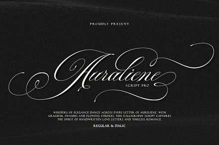 Auraliene Script Pro, a Script Font by Romiecreative