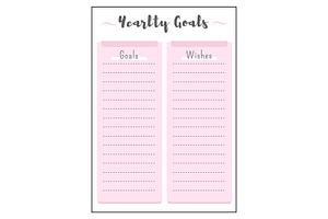 Yearly Goals And Wishes Pink