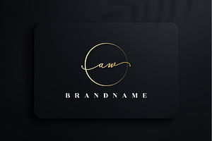 Letter AW Handwritten Signature Logo