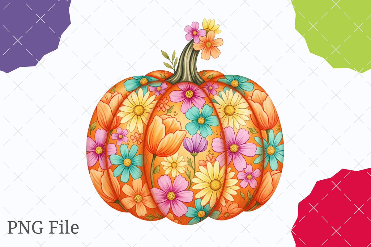 Floral Pumpkin Png Boho Fall Pumpkin, an Illustration by designcity5 (Photo 1 of 4)