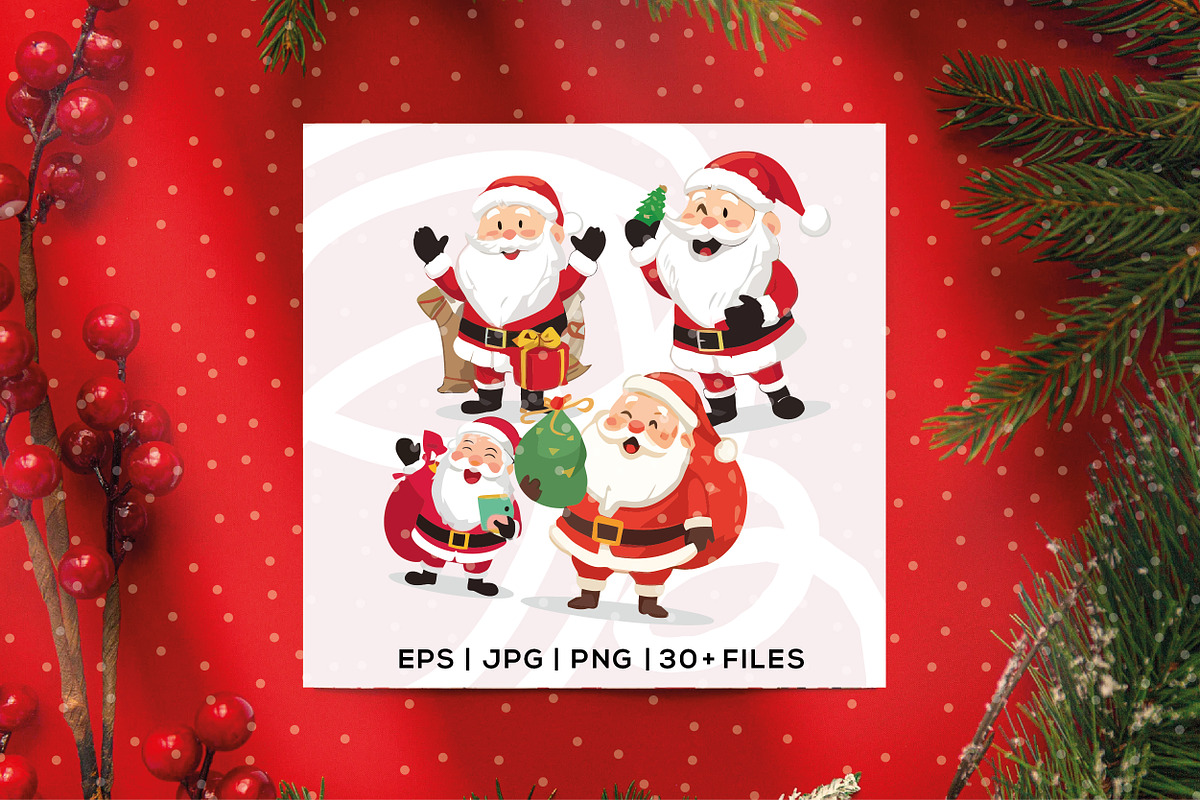 Christmas Santa Claus Bundle Vectors, a Seasonal Illustration by rix_designs (Photo 3 of 3)