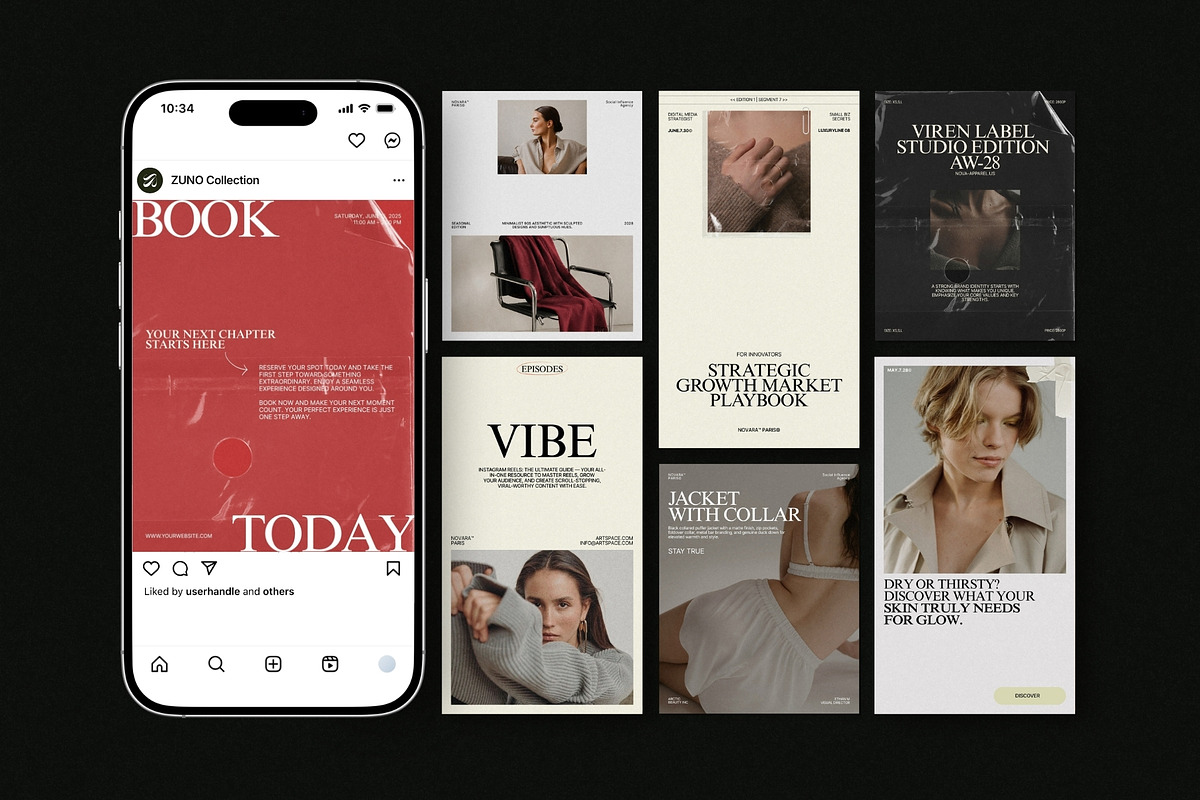 ZUNO | Instagram Post & Story (II), a Social Media Template by The Aesthetic Studio (Photo 1 of 10)