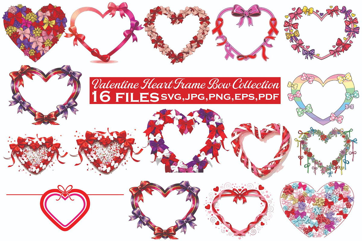 Valentine Heart Frame Bow Collection, a Person Illustration by Designer_Momina (Photo 1 of 17)