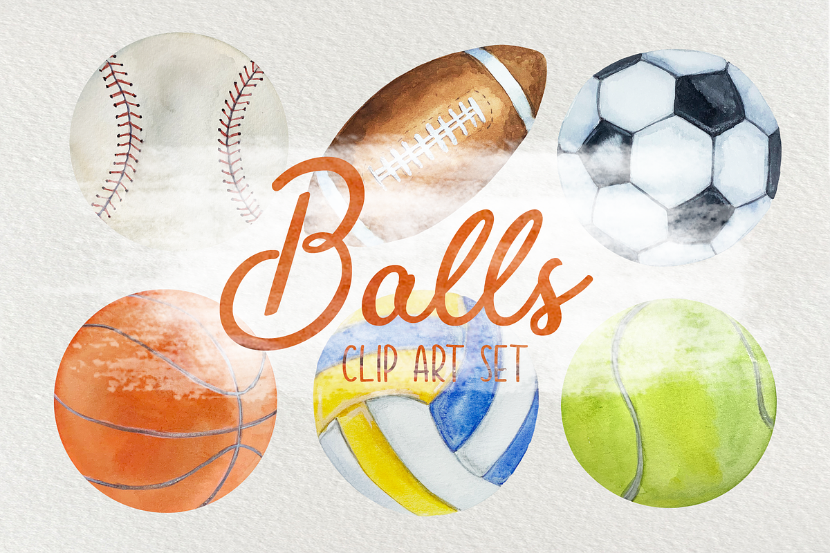 Watercolor Balls Clip Art Set, an Education Illustration by Tati Bordiu (Photo 1 of 3)