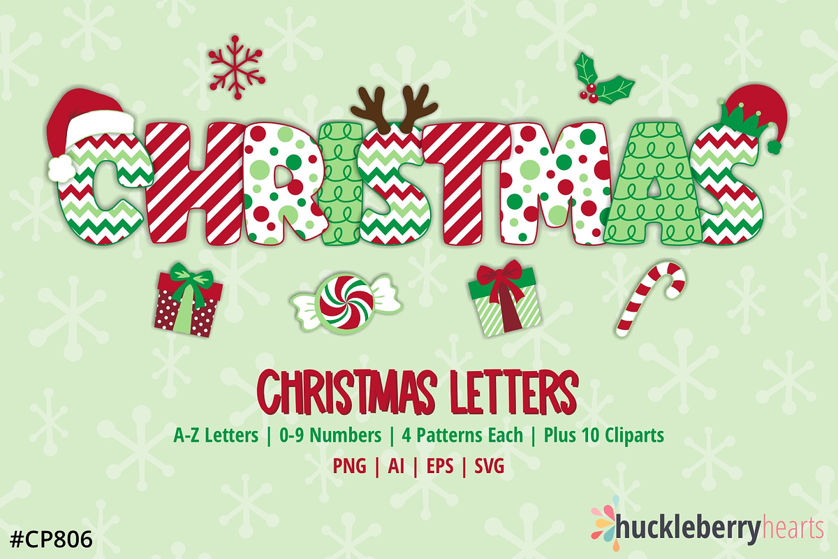 Christmas Letters SVG and Clipart, an Illustration by Huckleberry Hearts (Photo 1 of 3)