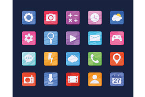 twenty applications signs icons, an Object Illustration by studiogstock