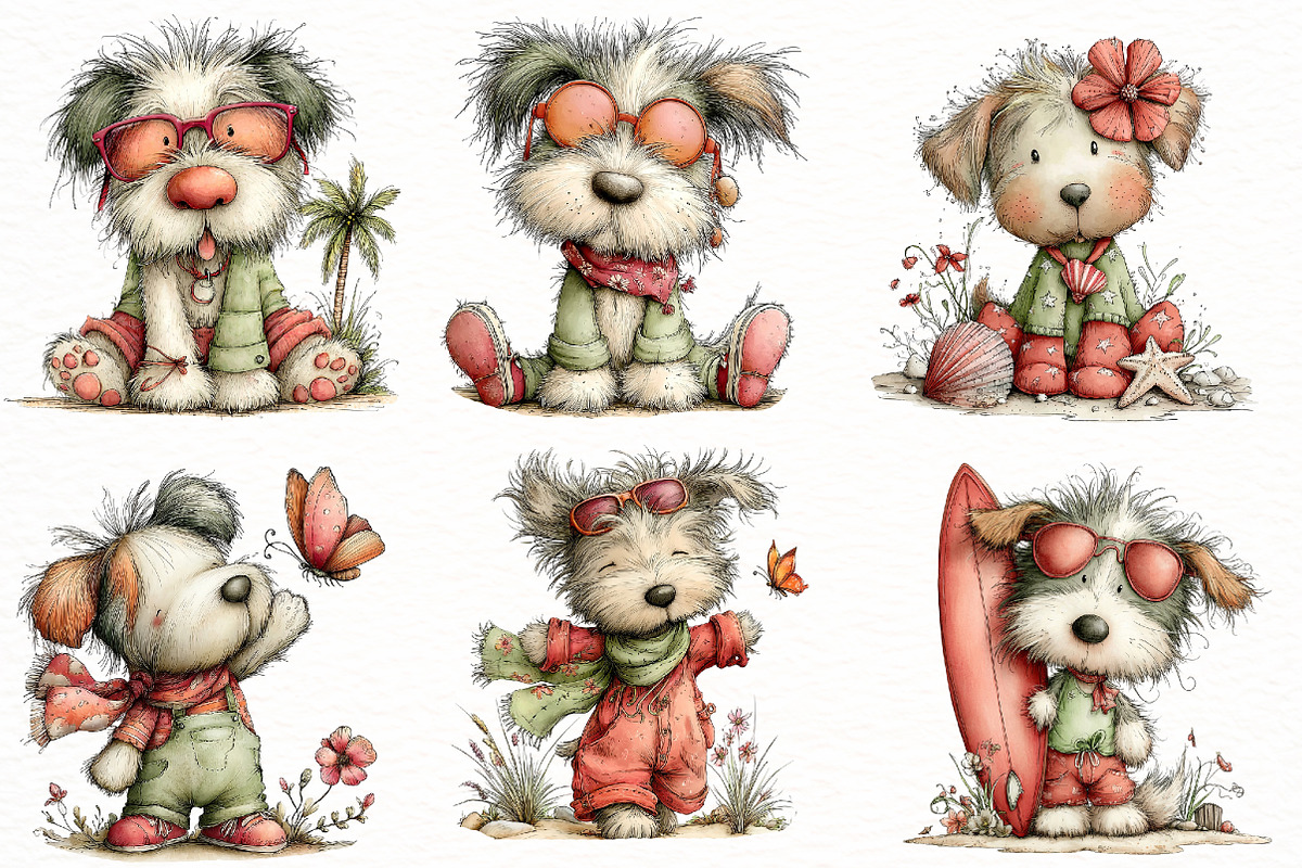 Whimsical Summer Beach Dog Clipart, an Illustration by Designworld (Photo 4 of 6)