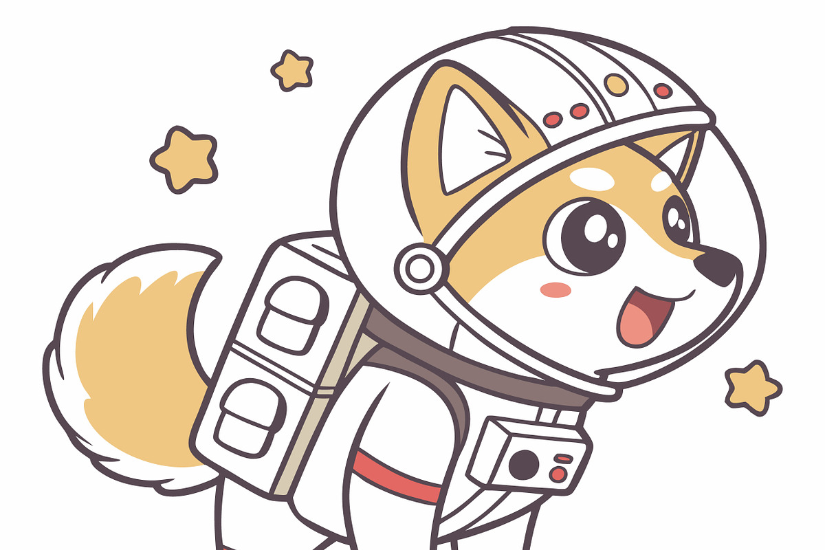 Cute shiba inu dog astronaut, an Animal Illustration by SouravDesign (Photo 2 of 3)