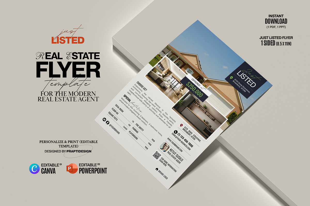 Realtor Just Listed Property Flyer, a Flyer Template by Prapti Design (Photo 1 of 10)