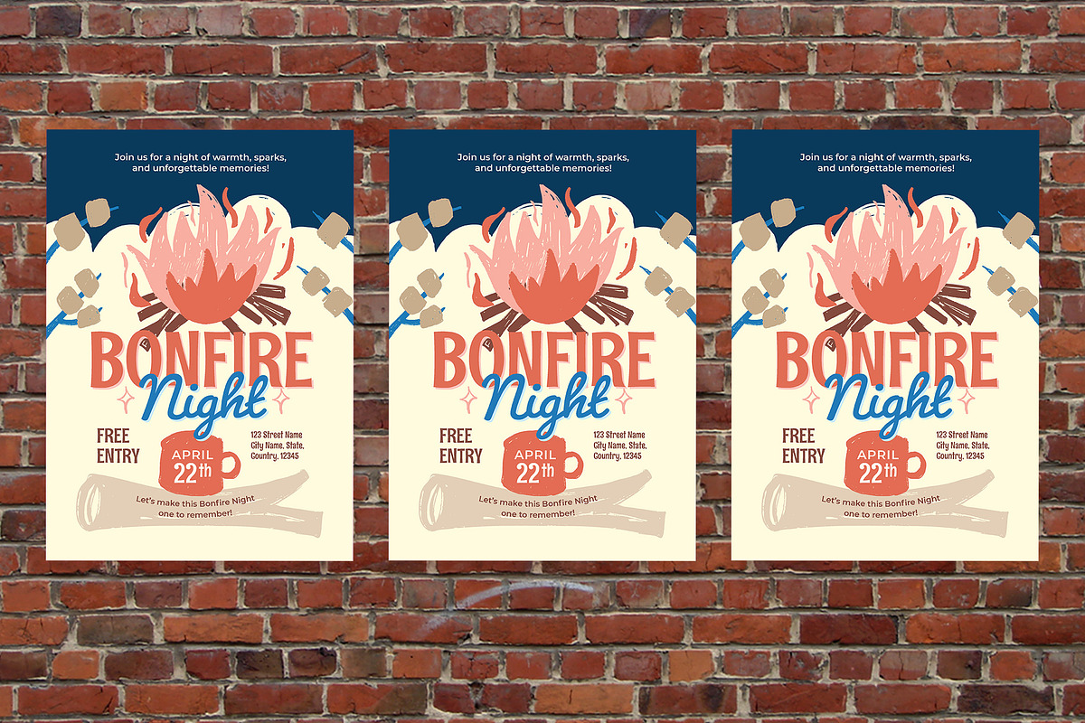 Vintage Bonfire Night Flyer Set, a Flyer Template by Aiyari Graphic (Photo 3 of 3)