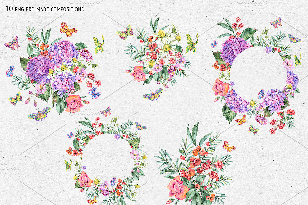 Watercolor Summer Wildflowers, an Illustration by Belusuab (Photo 2 of 13)